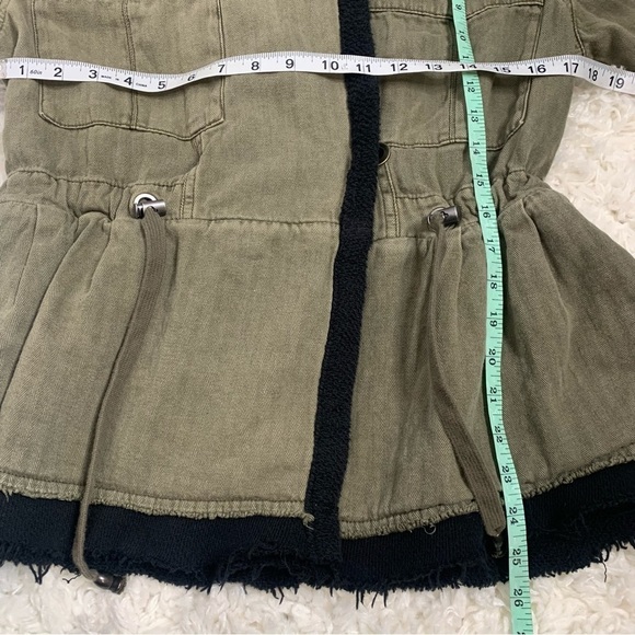 Free People Soft Peplum Hooded Military Army Green Cargo Jacket - Picture 15 of 15